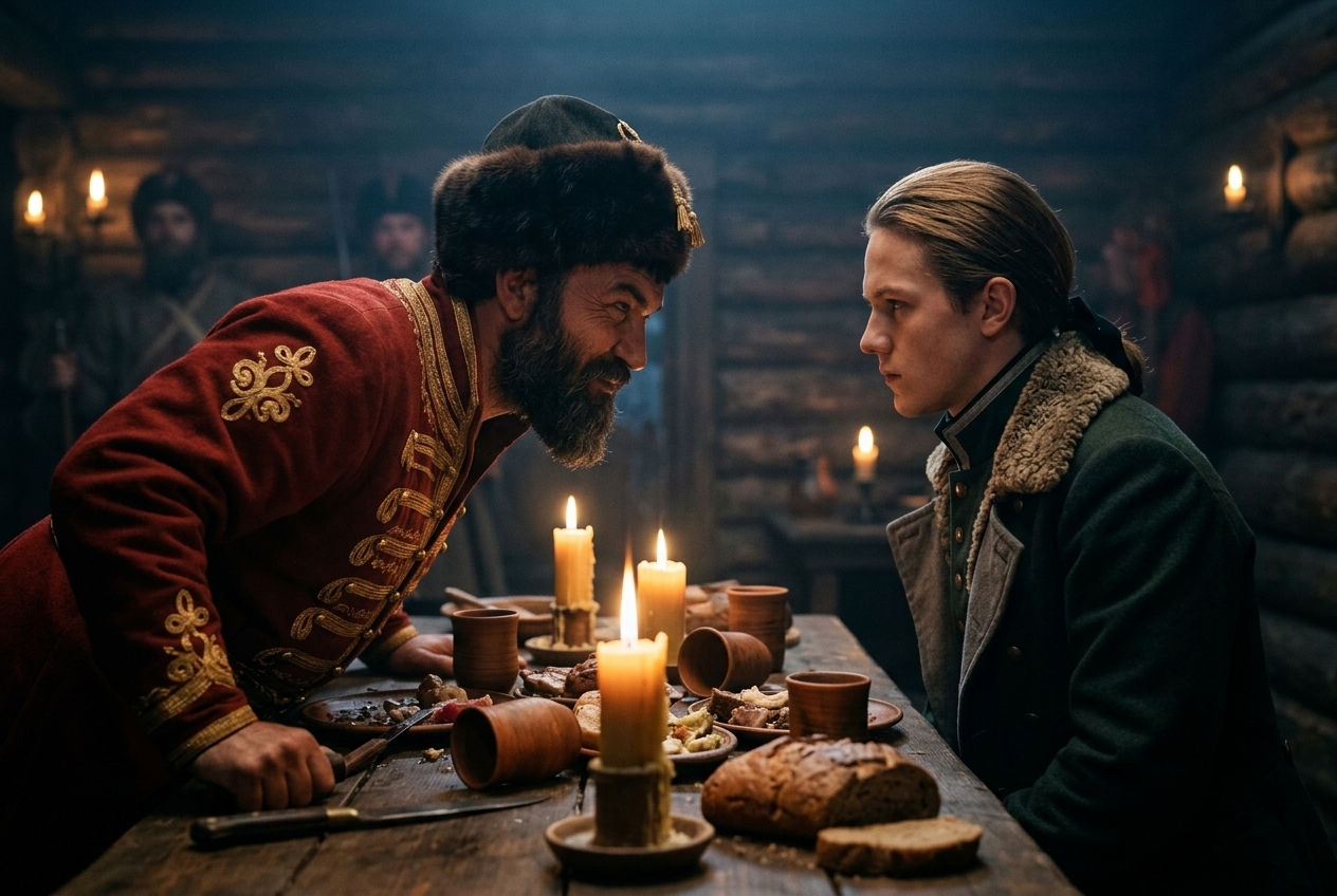 Гринев твердо отказывается присягнуть Пугачеву.