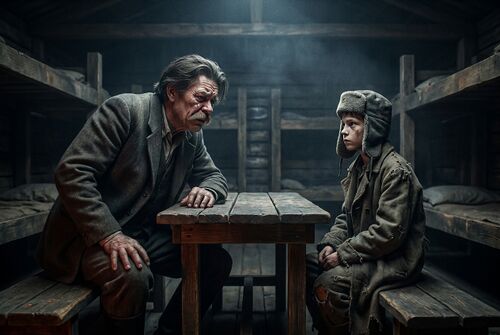Мальчик рассказывает Горькому правду о Соловецком лагере