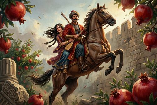Кёроглу увозит Нигяр из гранатового сада